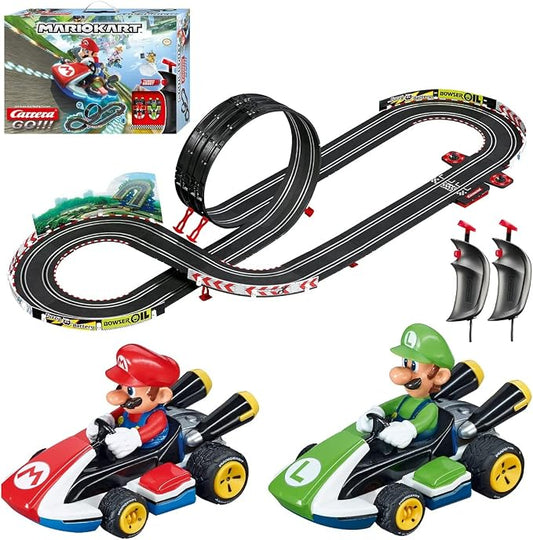 Carrera GO Mario Kart Electric Slot Car Race Track Set - Toy for Ages 6+ | Authentic Mario toys racing set. Features Mario & Luigi cars, 2 dual speed controllers & high-speed electric track