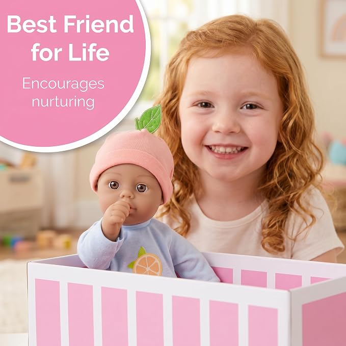 Adora Amazon Exclusive Sweet Babies Collection, 11” Soft and Cuddly Baby Doll Machine Washable, Birthday Gift For Ages 1+ - Baby Grapefruit
