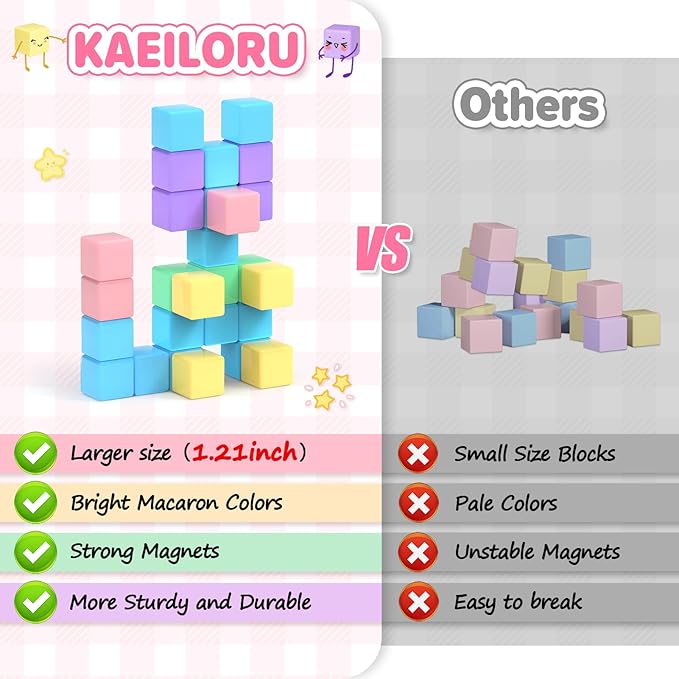 45pcs Magnetic Blocks for Kids Ages 3-5,Magnetic Building Blocks for Toddlers Girl Toys,Creative Sensory Toys 4-8 Magnet Cubes Toys Gifts for 3 4 5 6 7 8 Year Old Boys & Girls Birthday Christmas Gift