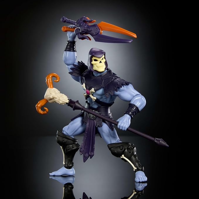 Masters of the Universe Origins Action Figure 200X Cartoon Collection Skeletor, 5.5 Inch 1980s Motu TV Villain, Detailed Design & Cape Staff 2 Swords