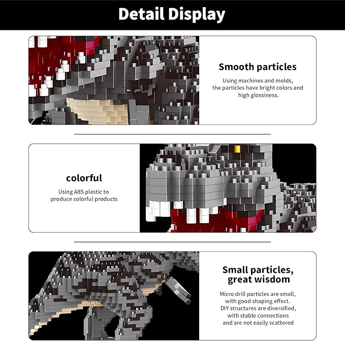 CSNRHG Dinosaur Tyrannosaurus Rex Model Decor Micro Mini Blocks Velociraptor Building Blocks Toy Birthday for Age 6+ Children Adults Teens 1530 Pieces