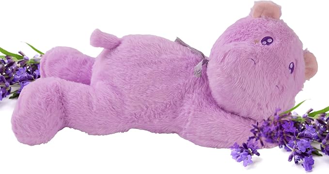 Lilly's Love Heatable & Coolable Lavender Scented Weighted Stuffed Animal - Microwavable Heatable Pad for Kids & Adults - Machine Washable Plushie - Calming Stuffed Animal for Anxiety - Hippo