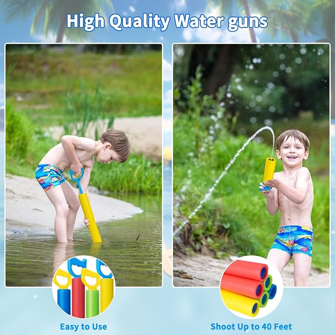 Water Guns for Kids, Outdoor Water Toys, Squirt Blaster Guns Pool Toys for Kids Ages 4-8, 8-12, Backyard Swimming Beach Garden Fighting Game Party Activities for Girls Boys Teen (4 Pack)