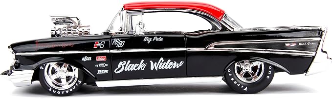 Jada Big Time Muscle 1:24 1957 Chevy Bel Air Die-Cast Car (Black/Red)