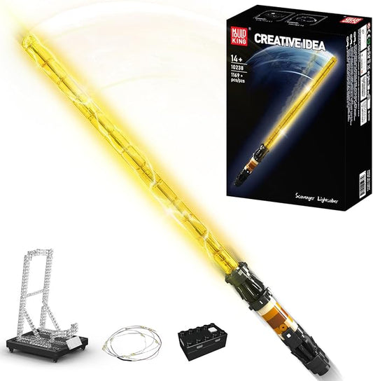 Mould King 10238 Lightsaber Building Blocks Set - 37.87" Rechargeable LED Sword with Display Stand, DIY Assembly STEM Model Kit for Adults, Toys Gift for Thanksgiving Halloween Cosplay (1169+ PCS)