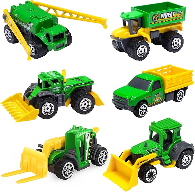 Oriate 6pcs Kid Diecasting Farm Car Toys Set, Harvester, Transporter, Truck, Sprayer Small Farm Toys, Mini Cars Model Christmas, Birthday, 3 Years Old and Up Gifts for Boys Girls