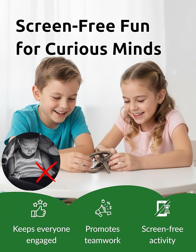 Star in Circle Puzzle – Cast Metal Brain Teaser IQ Game, Mind Twisting Logic Puzzle, Stress Relief Fidget Brain Teaser& Unique Gift