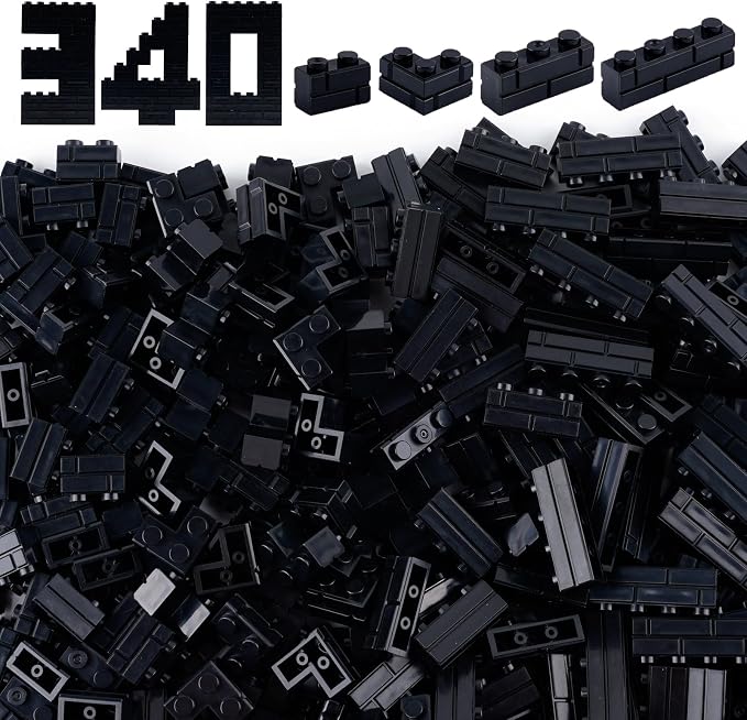 Masonry Bricks House Wall Accessories: 340PCS Classic Masonry Profile Block Parts and Pieces Creative Construction Bulk, MOC Castle Pieces (Black)