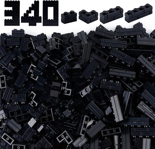 Masonry Bricks House Wall Accessories: 340PCS Classic Masonry Profile Block Parts and Pieces Creative Construction Bulk, MOC Castle Pieces (Black)