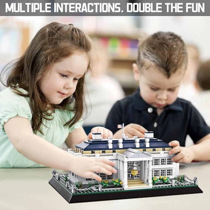 White House Architecture Building Blocks Set 894 PCS Washington D.C. Landmark Model Kit for Adults Teens United States Capitol Souvenir Gift Educational Construction Toy for Home Office Decor