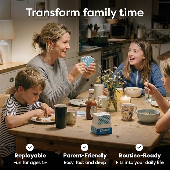 200 Family Conversation Cards for Kids & Adults - Put Down the Phones & Connect at the Dinner Table - Meaningful Questions to Get to Know Each Other - Game Night Gift for Christmas & Road Trips