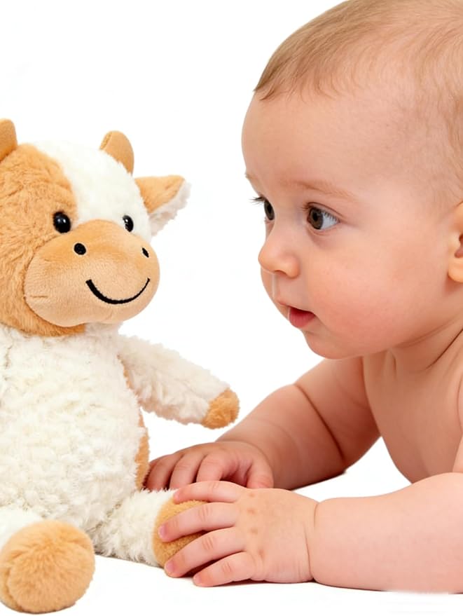YUKOUQIAN Cow Stuffed Animal Cow Plush Doll Toy 15.7 inch for Girls Boys(Stand Cow Huang se15.7)