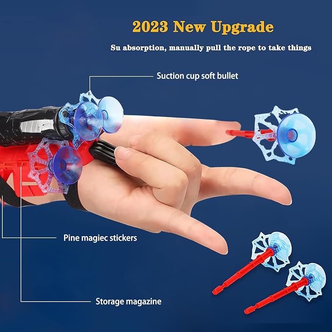 2Pcs Spider Silk Launcher Set for Kids- Can Grab Small Objects,Hero Role-Play Toy,DIY Cosplay Children's Wrist Ejection Launcher,Birthday Christmas for Kids