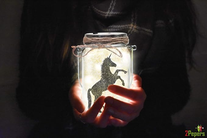 2Pepers DIY Fairy and Unicorn Nightlight Craft Kit (2 Pack), Fairy Lantern Jars Arts and Crafts for Girls, Make Your Own Unicorn Lamp Decor Craft Project, Gifts for Kids