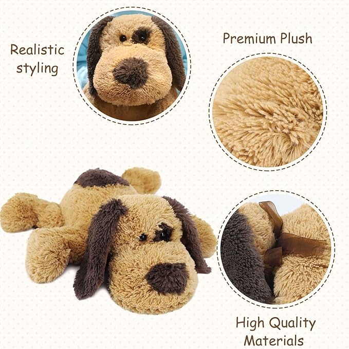WEIGEDU Floppy Stuffed Dog Puppy Plush Toy, 20 inch, Brown | Huggable Beagle Labrador Retriever Stuffed Animal Dogs, Lying Down, Super Soft, for Kid Girl Boy Baby Christmas Birthday Gift