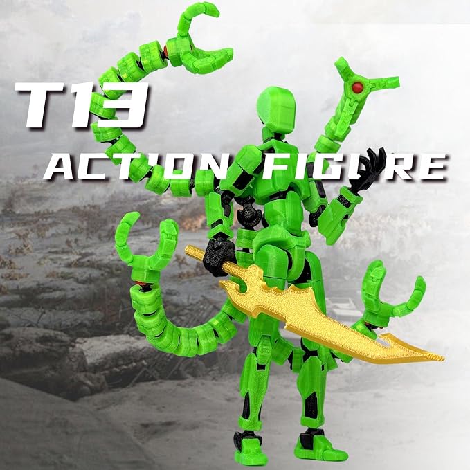 T13 Already Assembled Action Figure Accessories,T13 Multi-Jointed Movable,for Collectors Desktop Decorations t-13 Movability 3D Printed Toys (Luminous Green, 7.2 Inch)