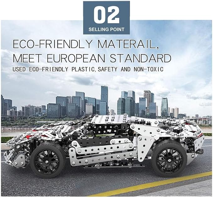 Building Sets Stem Assembly Metal 3-D Puzzle Off-Road Model Car Building Kit Construction Set Toys Assembly RC Metal Racing Car 867PCS/Included Motor