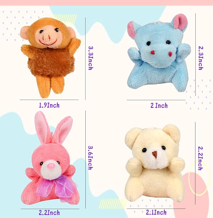 Mini Plush Animal Toy Set,Cute Animals Keychain Decoration for Kids,Goodie Bag Fillers, Basket Stuffers, School Prizes, Valentine's Day Party Supplies (60pcs)