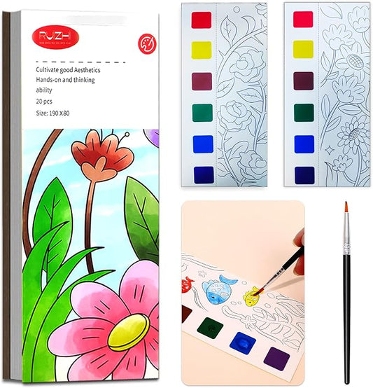 JUNQIU Watercolor Coloring Books for Kids Ages 4-8, Pocket Watercolor Painting Book for Toddlers, Easter Basket Stuffers For Girls Boys, Stocking Stuffers For Kids