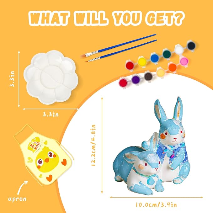 Loungelore Paint Your Own Bunny Lamp Kit, DIY Rabbit Night Light, Arts and Crafts for Kids Ages 8-12, Crafts for Kids Ages 4-8, Creativity Painting Kit Toy for Girls Ages 3 4 5 6 7 8 9 10 11 12+