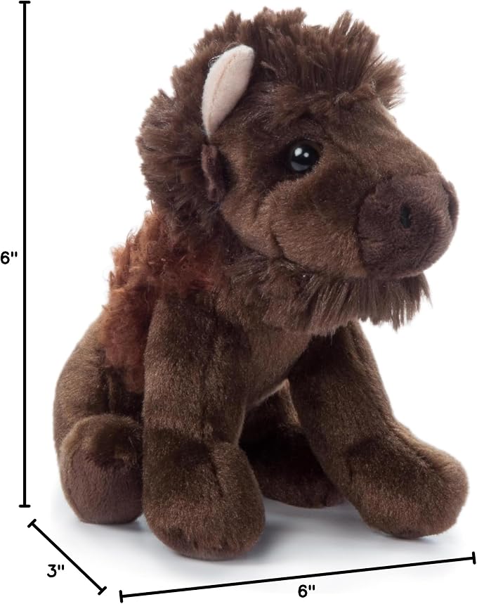 The Petting Zoo Bison Stuffed Animal Plushie, Gifts for Kids, Wild Onez Babiez Zoo Animals, Bison Plush Toy 6 inches