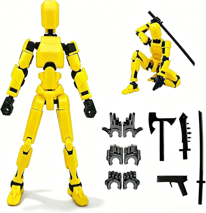 DANONI Titan13 Action Figure, Lucky Robot 13 Action Figures, 3D Printed Multi-Jointed Movable Action Figure, Dummy Robot 13 Figures Toy for Desktop Decorations Game Gifts (Yellow)