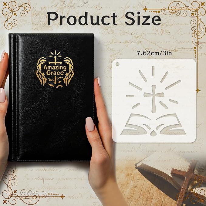 72 PCS 3x3 Inch Religion Christian Stencils for Painting - Religious Jesus Christ Cross Angels God Reusable Painting Templates on Wood, Glass, Fabric, Window Door Decor DIY Decoration