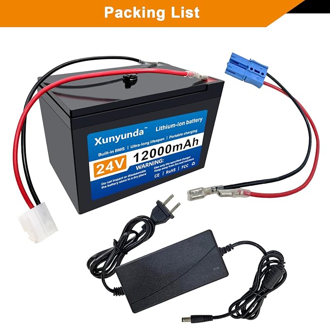 24V 12Ah Battery for Kids Ride-On Toys Includes 2A Charger/25A BMS,Compatible with Dynacraft Realtree 24V Power Wheels