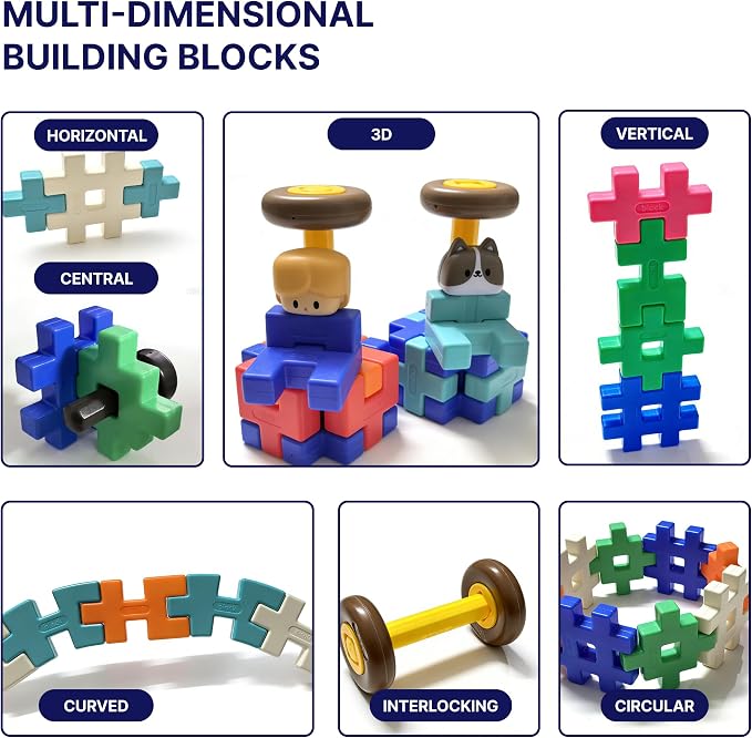 Interlocking Building Blocks STEAM Construction Set, Farm Role Play Theme, Multi-Dimensional, for Preschool Kids Ages 3-4 (122)
