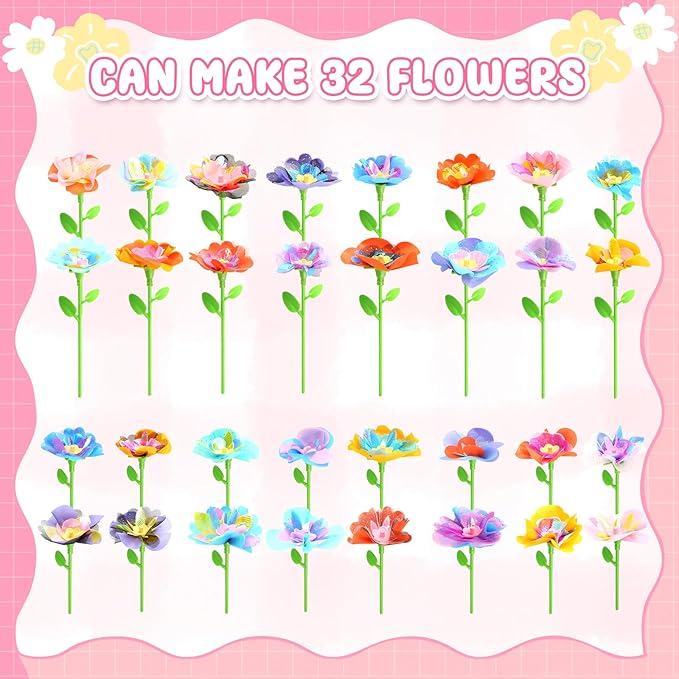 beefunni Flower Bouquet Craft Kit, DIY Crafts Toys for Kids Ages 4-8, Educational Flower-Making Toy for Toddler, Arts & Crafts for Toddler Girl, Birthday Gift for 4 5 6 7 8+ Year Old Girls and Boys