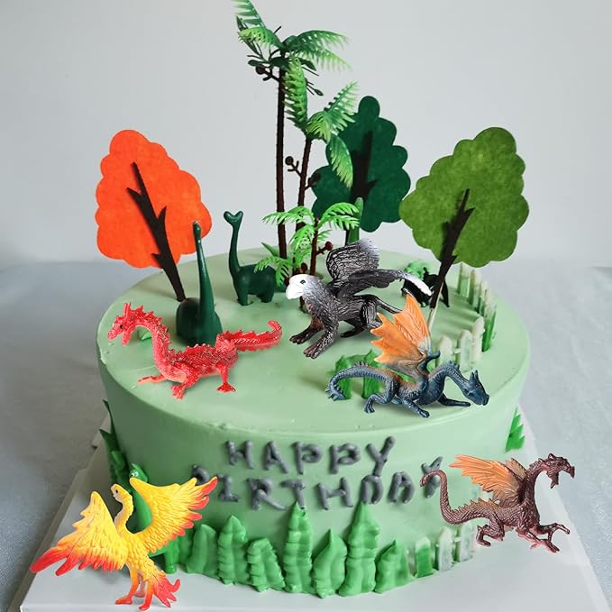 EOIVSH Mini Dragon Toys Figures - 12pcs Ancient Flying Dragon Figurines for Boys Girls, Mythical Action Figure Kid Toys, Cupcake/Cake Topper & Party Favors