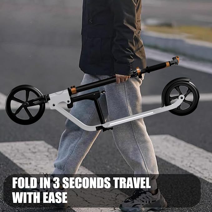 Adult Scooter with Big Wheels | Adjustable Height, Foldable Aluminum Frame | Smooth Ride for Urban Commuting and Outdoor Fun | Suitable for Teens 8-12 | 220 lbs Weight Limit