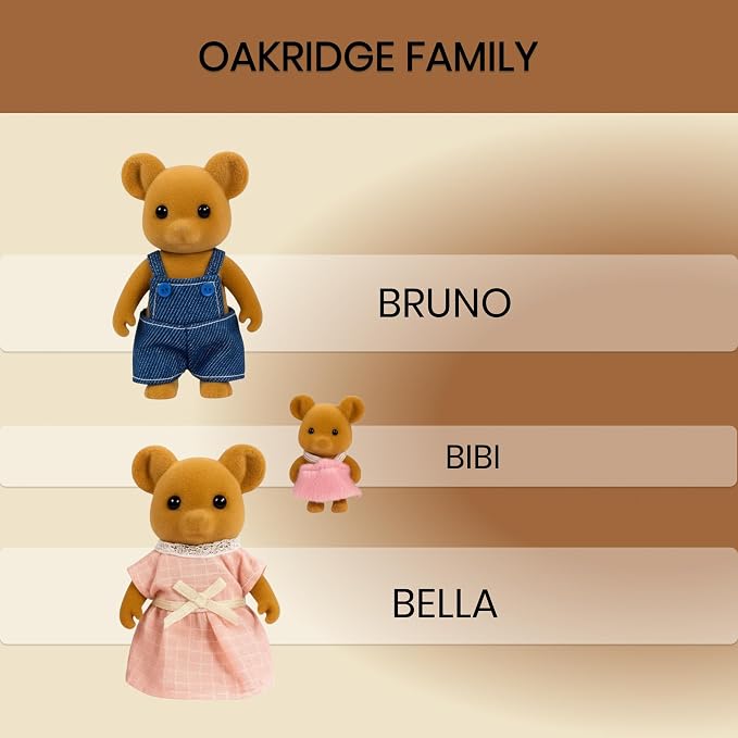 Family Brown Mouse Figures — Set of 3 Collectible Flocked Mini Dolls with Removable Clothes, Miniature Dollhouse Pretend Play Figures for Kids Ages 3+