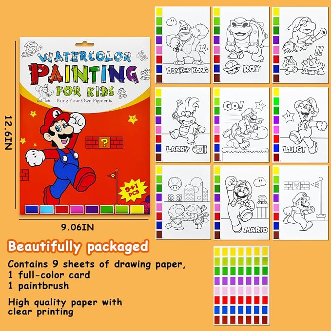 JZILU Watercolor Coloring Book for Kids, Paint with Water- Magic Paint Set Water Painting Book for Toddlers- Arts and Crafts Kit for Girls Boys Travel Activities -Stocking Stuffers for Kids