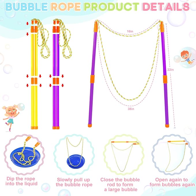 REZUCREY 32 Pcs Big Bubble Wands Toys Set, Giant Bubble Wands with Tray for Kids Summer Outdoor Toys Bubbles Party Favors Bubbles Maker Bulk for Kids Toddlers Boys Girls Age 3 4 5 6 7 8+