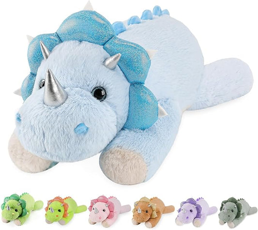 gnomantic Triceratops Weighted Stuffed Animals - 22 Inch 4.5 Pounds Weighted Plushies Dinosaur Stuffed Animals - Big Dino Plush - Cute Plush Toy Gifts for Kids & Adults (Blue)