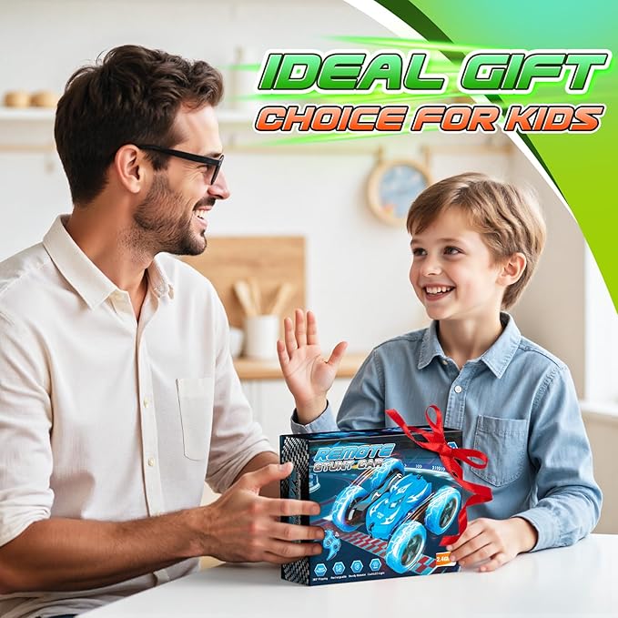 Excitobo Remote Control Car,RC Cars for 4 5 6 7 8 9 10 11 12 Year Old Boy Double Sided 360°Flip 4WD Rechargeable Drift RC Race Car Boys Toys Birthday Gifts Easter Basket Stuffers for Kids Age 4-12