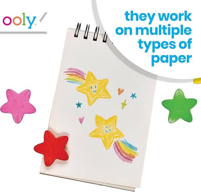 Ooly Stars of the Sea Star Shaped Chunky Crayons for Toddlers and Little Hands Set of 6, Non-Toxic Star Shaped Easy to Hold Crayons for Young Children, No Rolling Crayon, Gifts for Kids