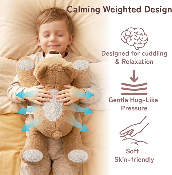 Niuniu Daddy 25" | 5 Pound Weighted Bear Stuffed Animal for Adults Kids, Giant Large Lying Teddy Bear Plush Toy, Soft Brown Bear Body Pillow for Sleeping, Gift for Christmas Birthday Holidays