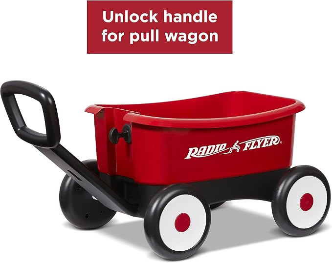 Radio Flyer Push & Pull Walker Wagon, Red, for Kids 1-4 Years Old, Locking Handle for Stability, Baby Push Walker Converts to Pull Wagon, for Indoor & Outdoor Play, Amazon Exclusive