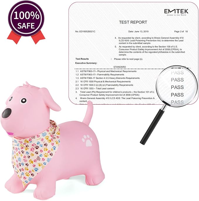 INPANY Bouncy Dog Hopper for Toddlers-Hopping/Bouncing/Bounce Hoppers, Jumping Toys, Inflatable Ride-on Animal Toy for Kids/Boys/Girls 2, 3, 4, 5 Years Old Gifts(Pump Included)