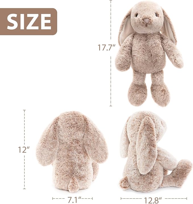 WEIGEDU Bunny Rabbit Stuffed Animals Plush Toys | Floppy Ears, 17.7 inches, Fluffy, Brown, Super Soft for Kids Girls Boys Baby Toddlers, Birthday Bedtime Easter Gift