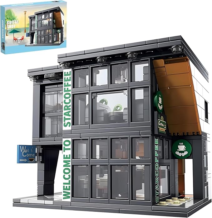 CSNRHG Coffee Shop Building Blocks Toys City Street View Architecture Model Set Birthday Age 6+ Children Teens Adult 581 Pieces