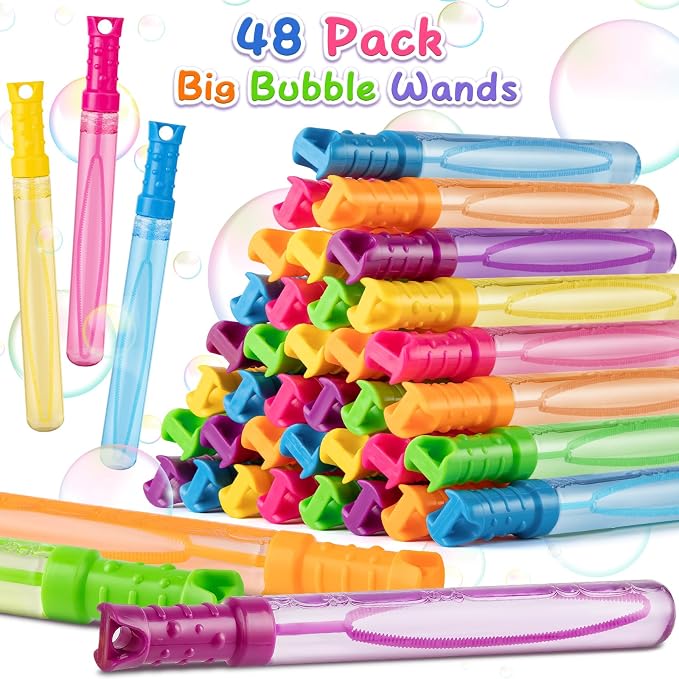 60 Pack Big Bubble Wands Bulk in 6 Colors,Ideal for Easter, Summer, Halloween, Valentine, Classroom Prizes