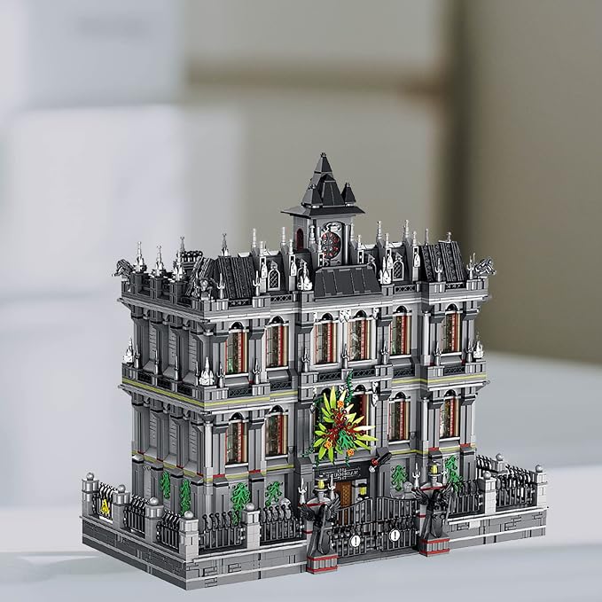 ELAICREE 7537 Piece Three Level Madhouse Modular Building Blocks Bricks Set Insane Asylum Hospital Toy Bricks with an LED Lighting