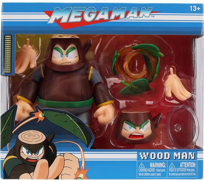 Jada Mega Man Wave 3 Wood Man Action Figure Toys – 1:12 Deluxe Scale – 6" Tall, Fully Articulated, Collector Packaging