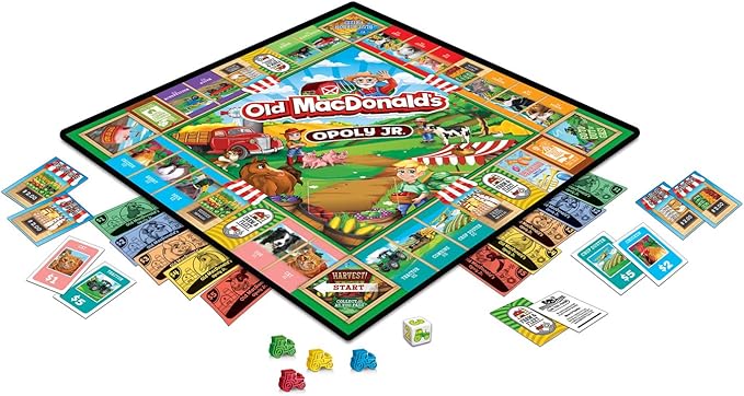 MasterPieces Kids & Family Board Games - Old MacDonald's Farm Opoly Jr. - Officially Licensed Board Games for Kids, & Family