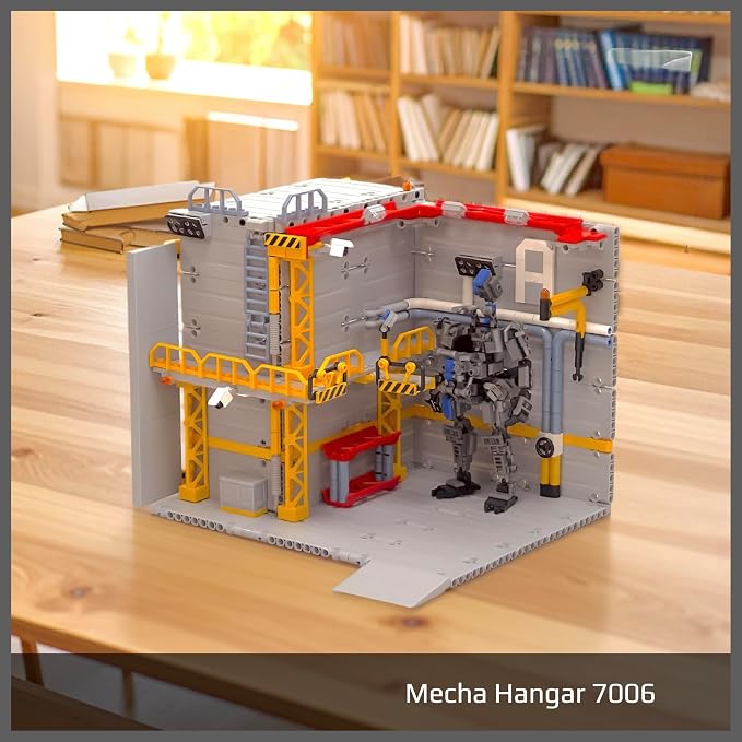 MyBuild Mecha Hangar 7006 with Mech – Robot Building Kit, Modular Mecha Base & Multi-Level Display System, Maintenance Bay for Mech Builds, Compatible with 7007 & 7008, Ages 16+