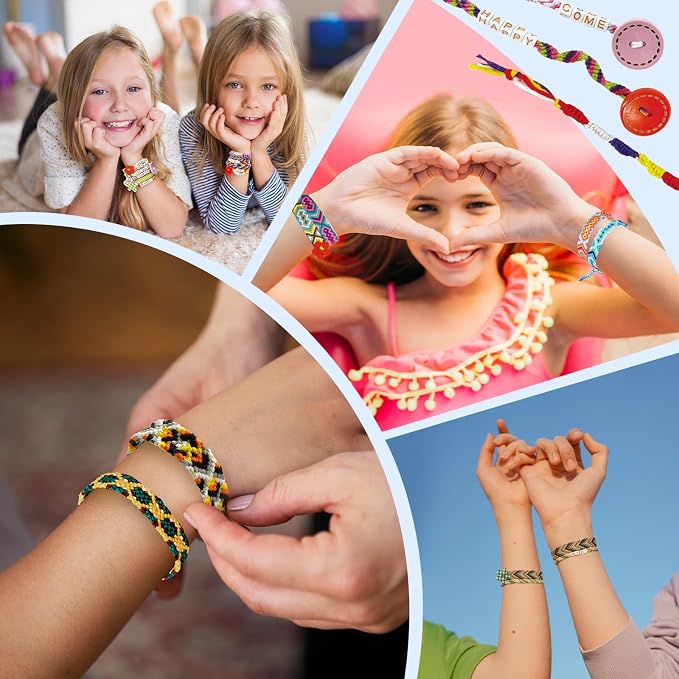 Rdfmy Friendship Bracelet Making Kit for Girls — DIY String Bracelet Maker with Letter Beads, Arts and Crafts Jewelry Kit for Kids Ages 6-12, Birthday Summer Camp Gifts for Teens Green