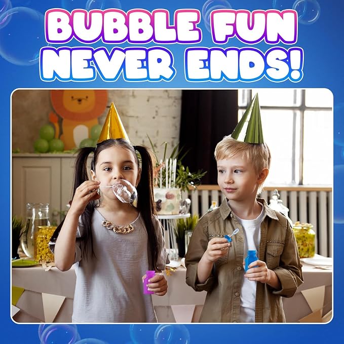 Mini Neon Party Bubbles for Kids - (Pack of 12) Bulk Wands and Bottles for Blowing Bubbles, Birthday Party Favors, Toy Gift, Outdoor Toys, Carnival Prizes, and Goody Bag Stuffers